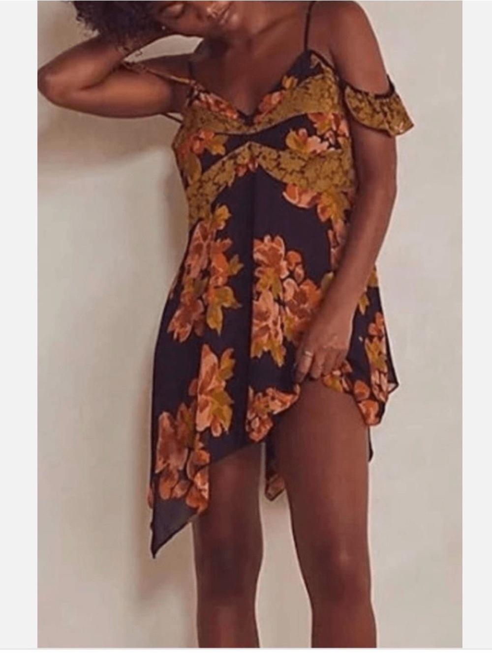 Free People Intimately Monday Morning Trapeze dress slip autumn floral sz m - Picture 1 of 6